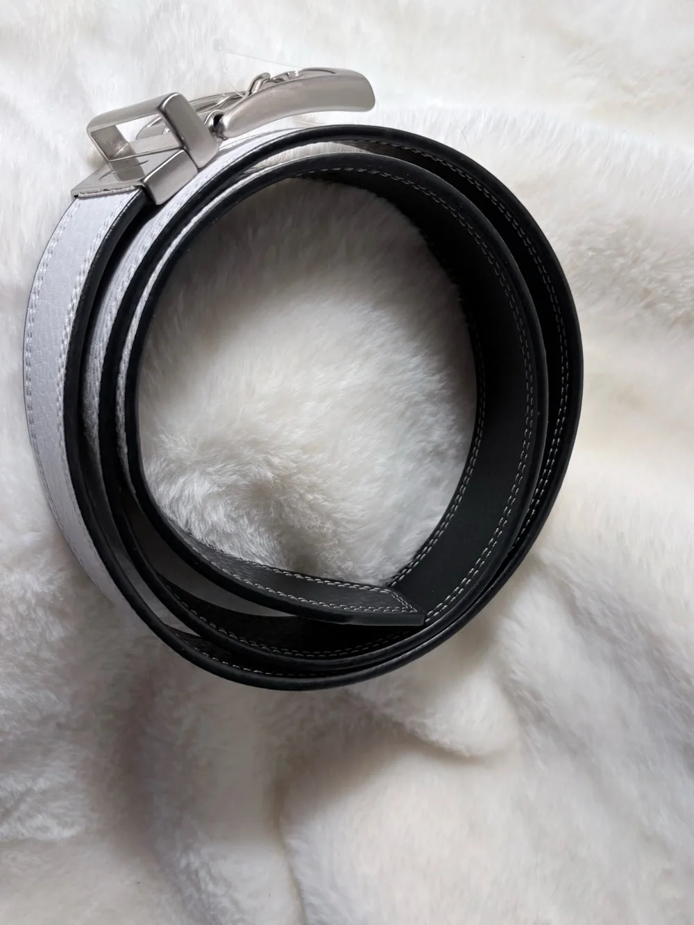 Nike White and Black Reversible Leather Belt